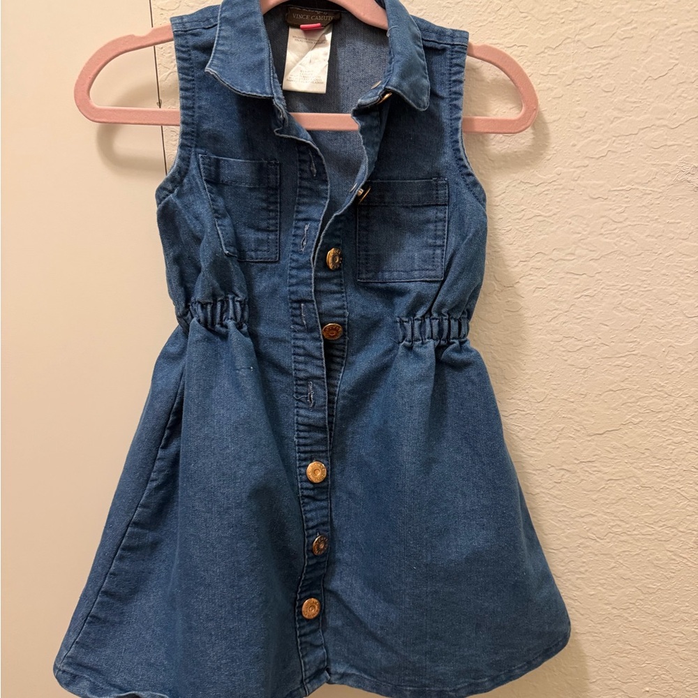 Vince Camuto Girls Denim Button-Front Dress in Blue